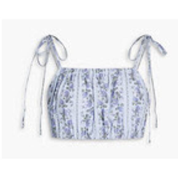 LoveShackFancy Simpson cropped floral print crepe top M - Picture 4 of 9